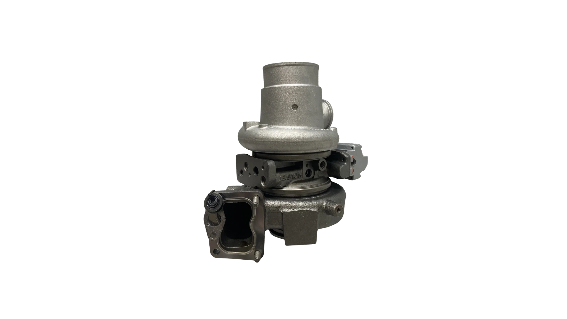 Cummins 3796069 VGT turbocharger with actuator mounting flange view